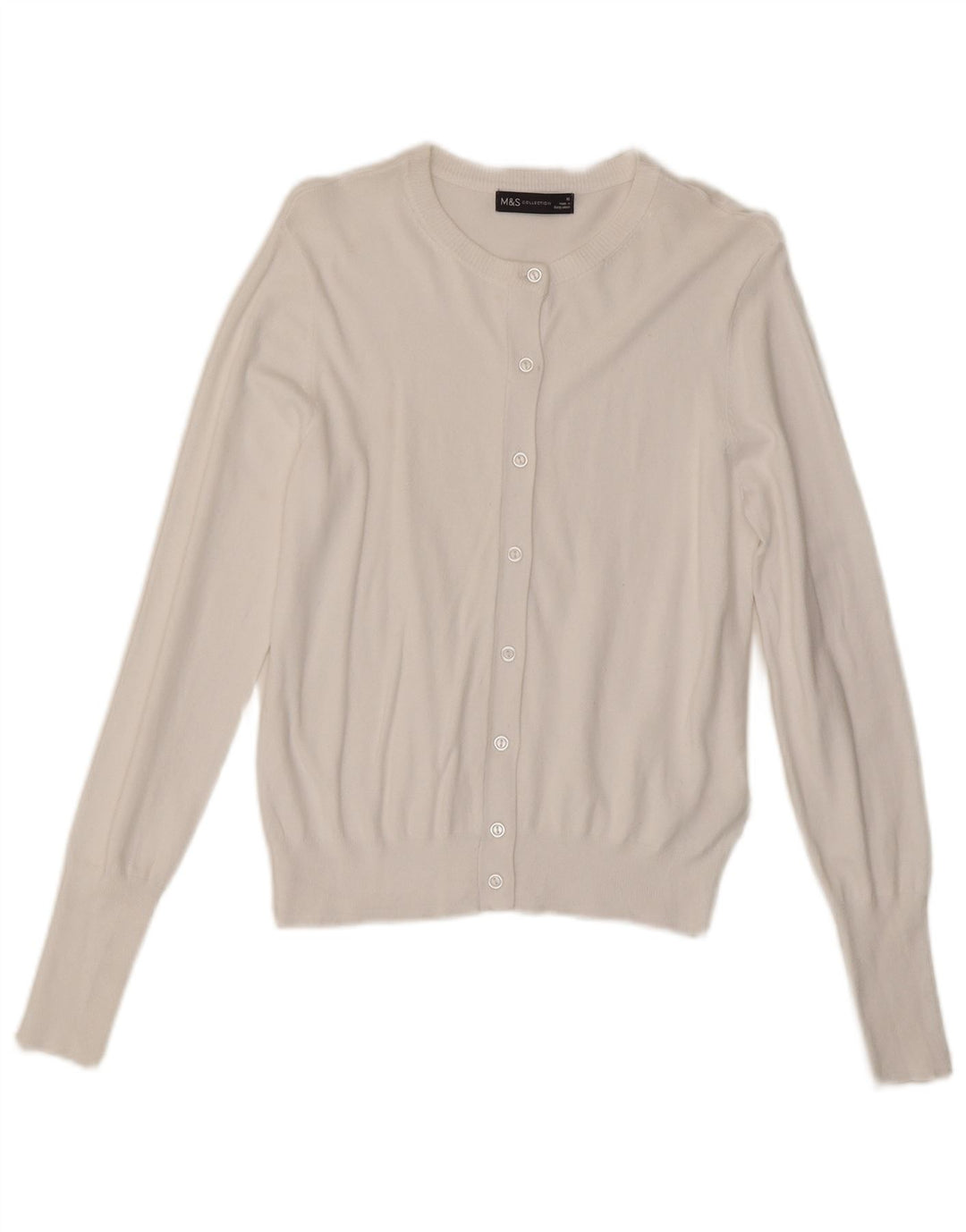 Marks & Spencer Womens Cardigan Sweater UK 10 Small White Viscose