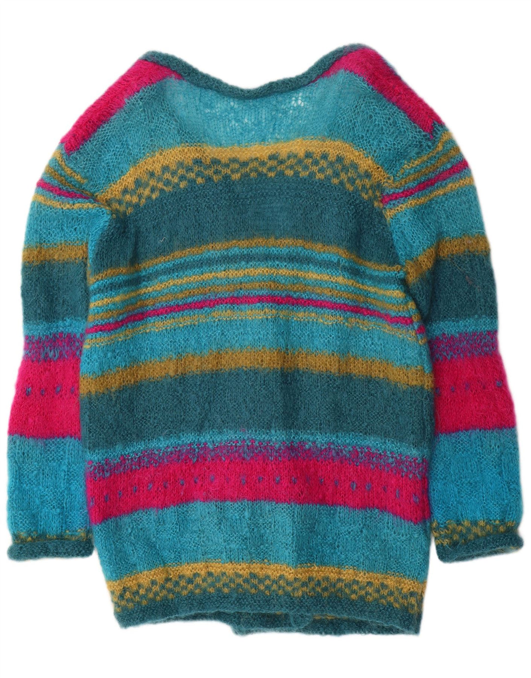 Vintage Womens Longline Cardigan Sweater UK 14 Medium Multicoloured