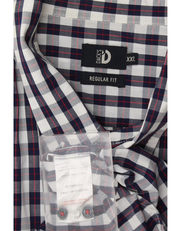 Dack's Mens Regular Fit Shirt 2XL Navy Blue Gingham Cotton