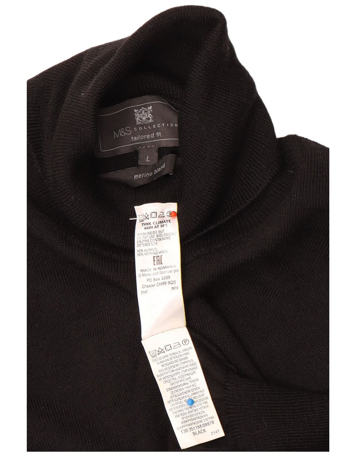 Marks & Spencer Womens Roll Neck Jumper Sweater UK 16 Large Black