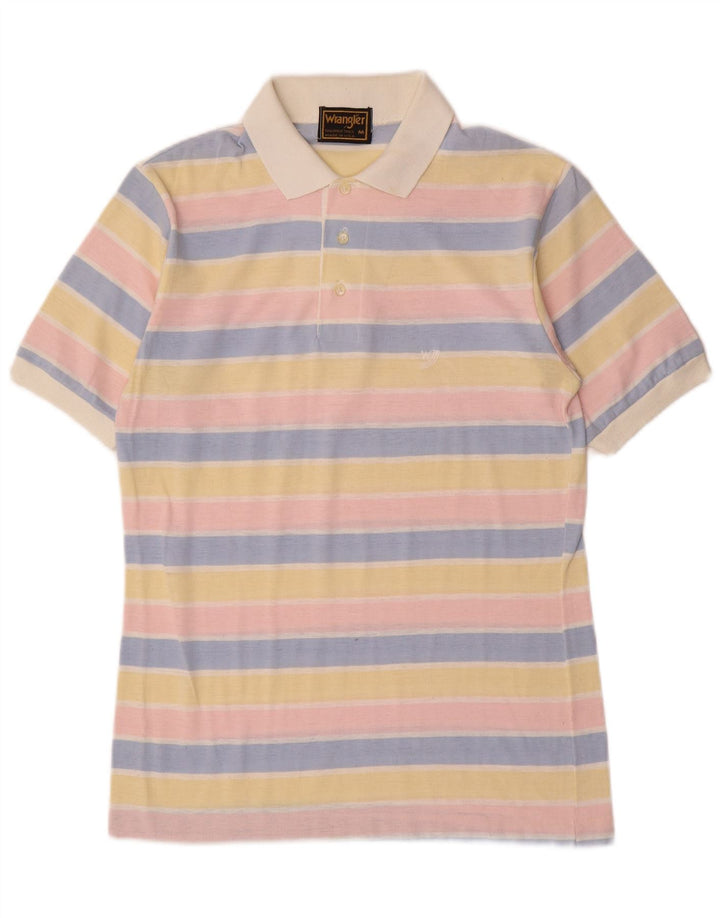WRANGLER Mens Polo Shirt Medium Multicoloured Striped Polyester