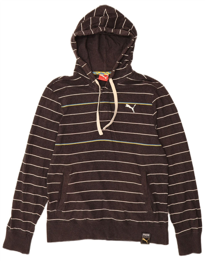 PUMA Mens Hoodie Jumper Small Grey Striped