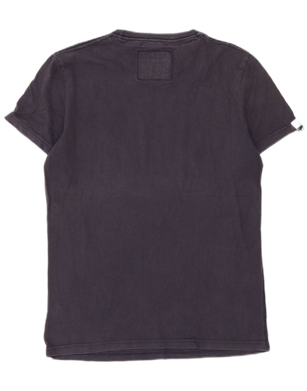 Superdry T-shirt graphique pour femme UK 14 Bleu marine moyen Coton
