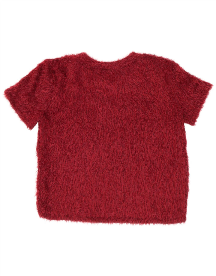 Zara Womens Trafaluc Crop T-Shirt Top UK 12 Medium Red Polyester