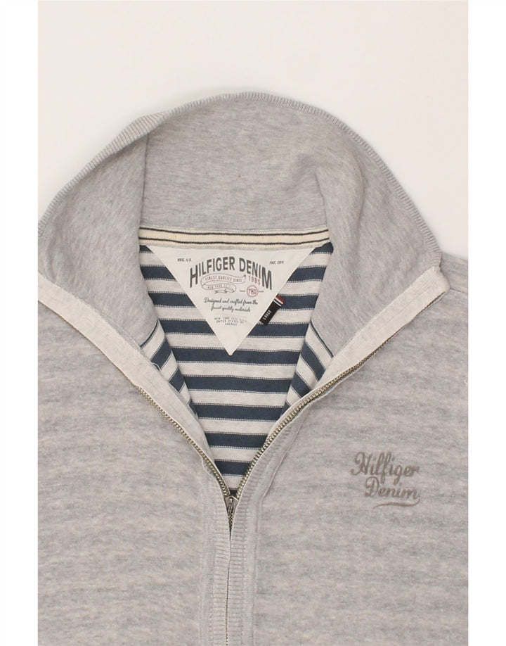 TOMMY HILFIGER Womens Tracksuit Top Jacket UK 16 Large Grey Striped Vintage Tommy Hilfiger and Second-Hand Tommy Hilfiger from Messina Hembry 