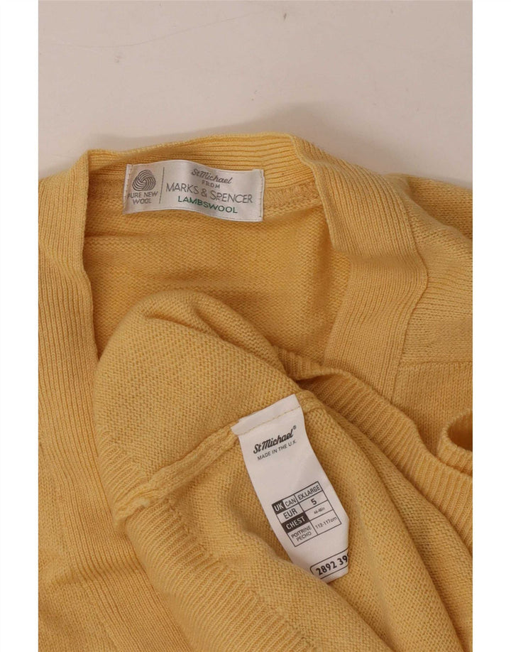 Marks & Spencer Mens Cardigan Sweater XL Yellow Virgin Wool