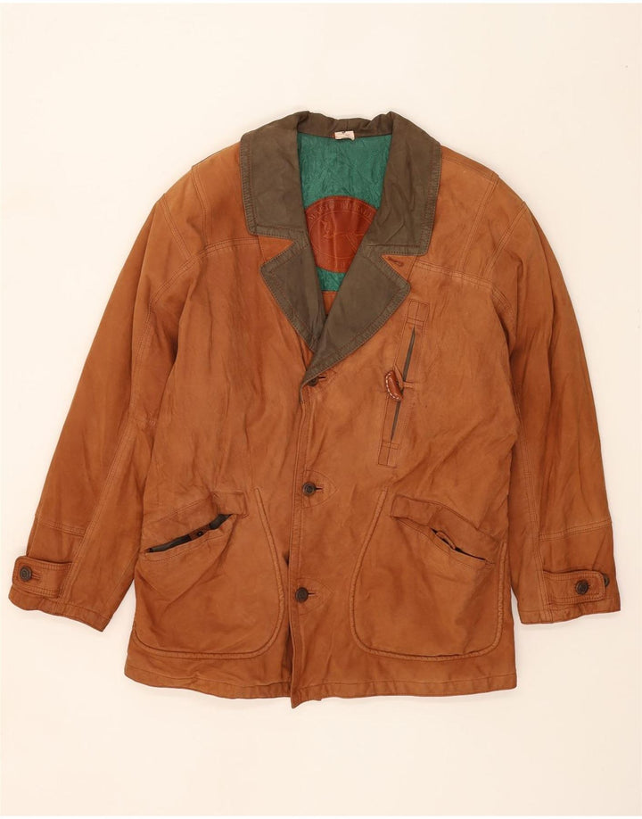 MARIO PIERALLI Mens Leather Jacket IT 50 Large Brown Leather Vintage Mario Pieralli and Second-Hand Mario Pieralli from Messina Hembry 