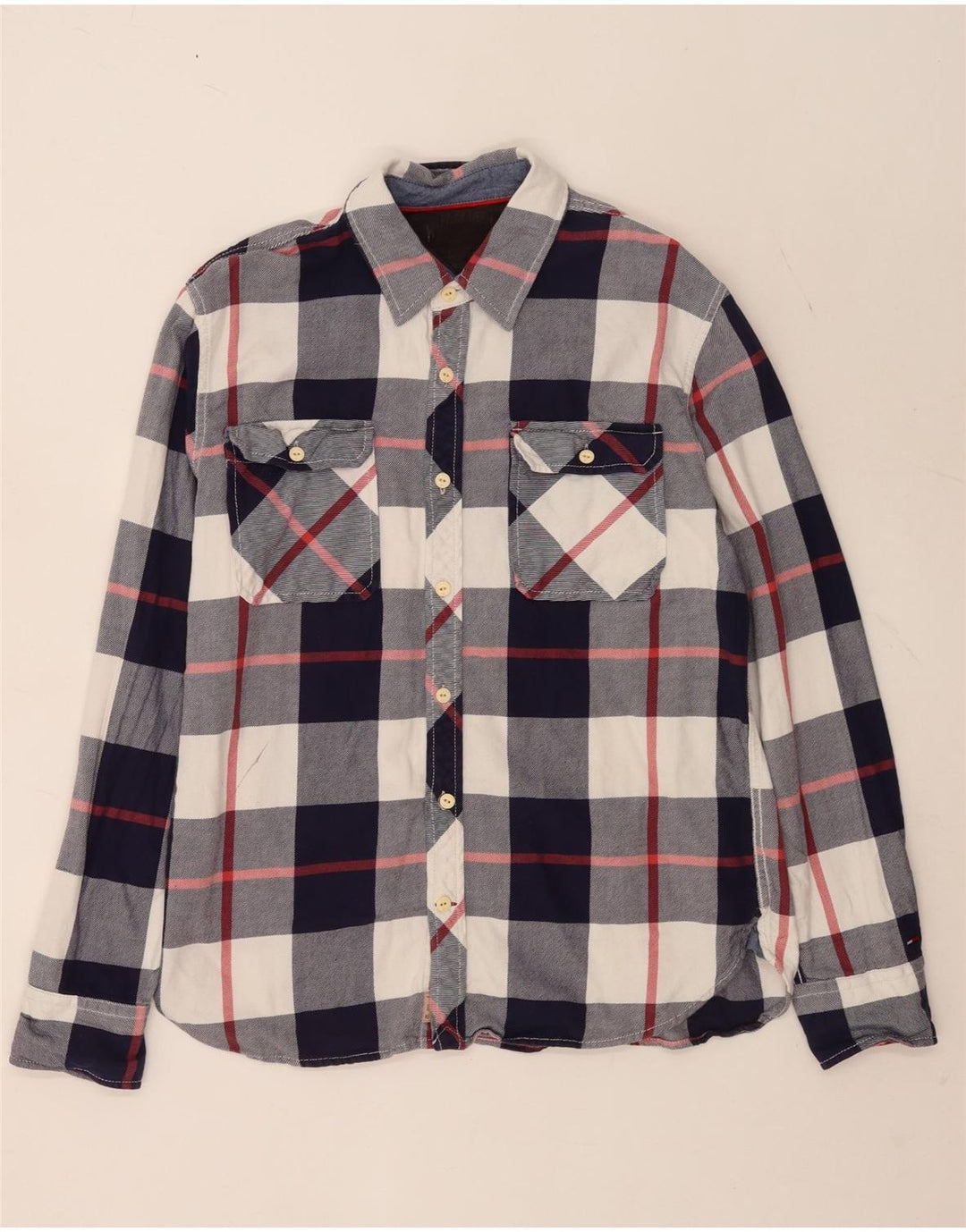 Tommy Hilfiger Mens Flannel Shirt XL Blue Check Cotton