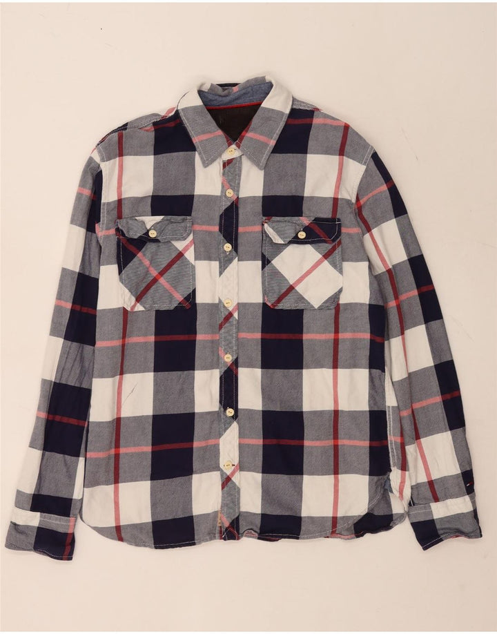 Tommy Hilfiger Mens Flannel Shirt XL Blue Check Cotton