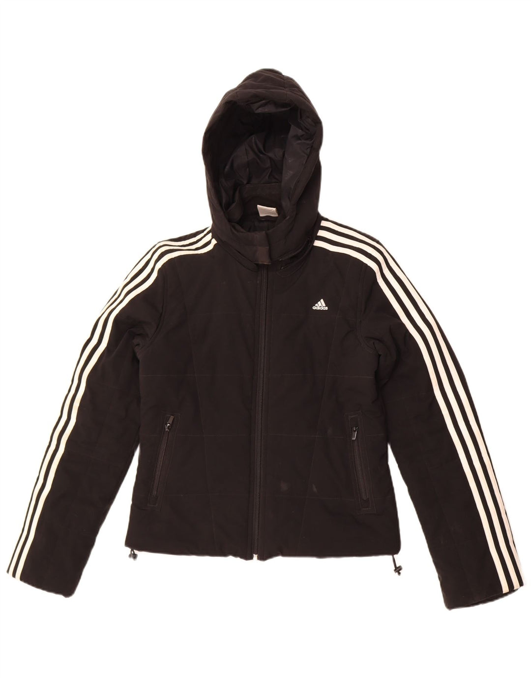 Adidas Damen-Jacke mit Kapuze, gepolstert, UK 8, Größe S, Schwarz, Polyester