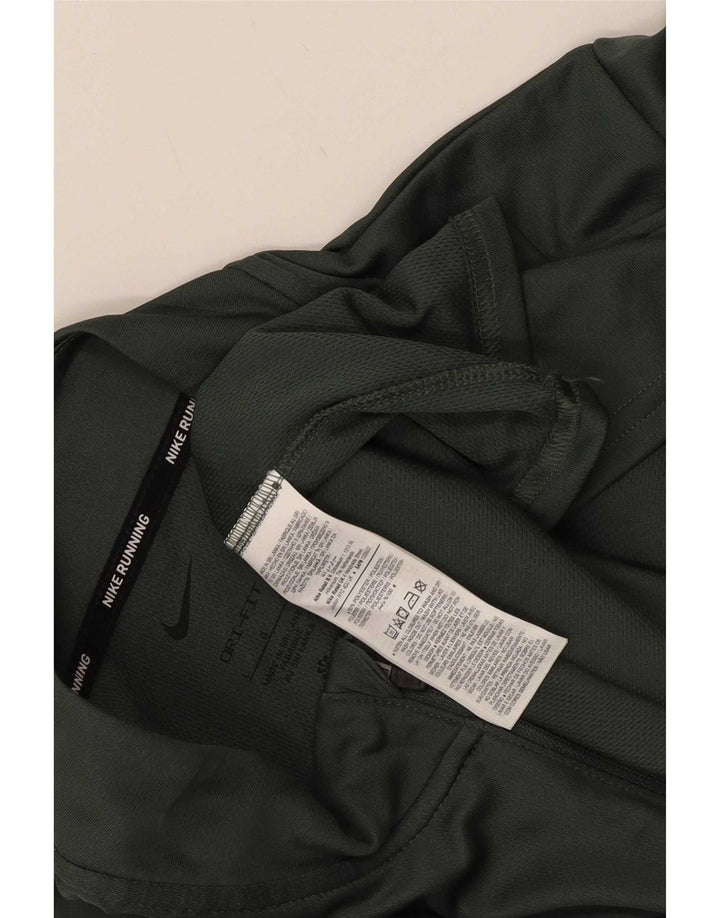 Nike Uomo Dri Fit Zip Neck Pullover Tuta da ginnastica Top Large Verde Poliestere