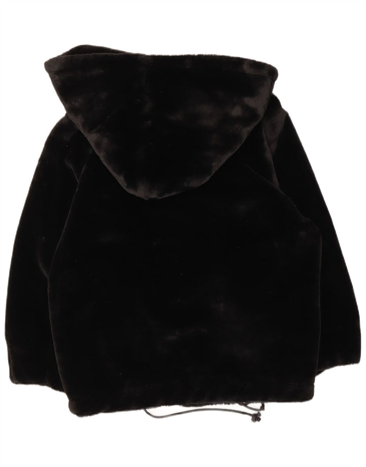 Basic Veste à capuche en fausse fourrure pour femme UK 16 Large Noir Modal