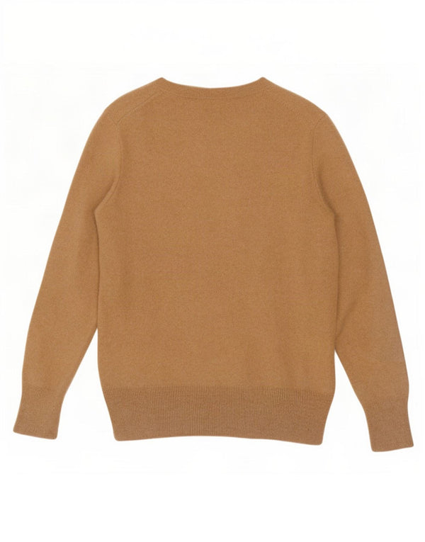 Marks & Spencer Womens Crew Neck Jumper Sweater UK 14 Large Brown Geometric