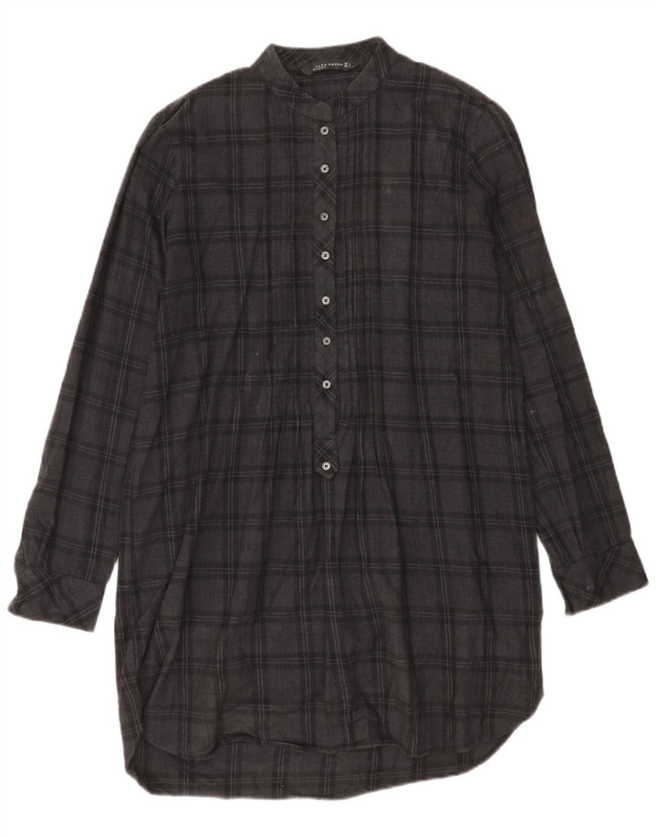 Zara Dame Langærmet Shift Dress UK 14 Medium Grey Check
