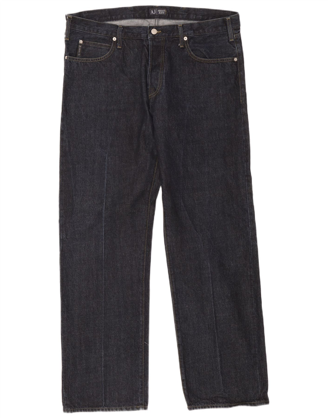 Armani Mens Straight Jeans W40 L32 Navy Blue Cotton