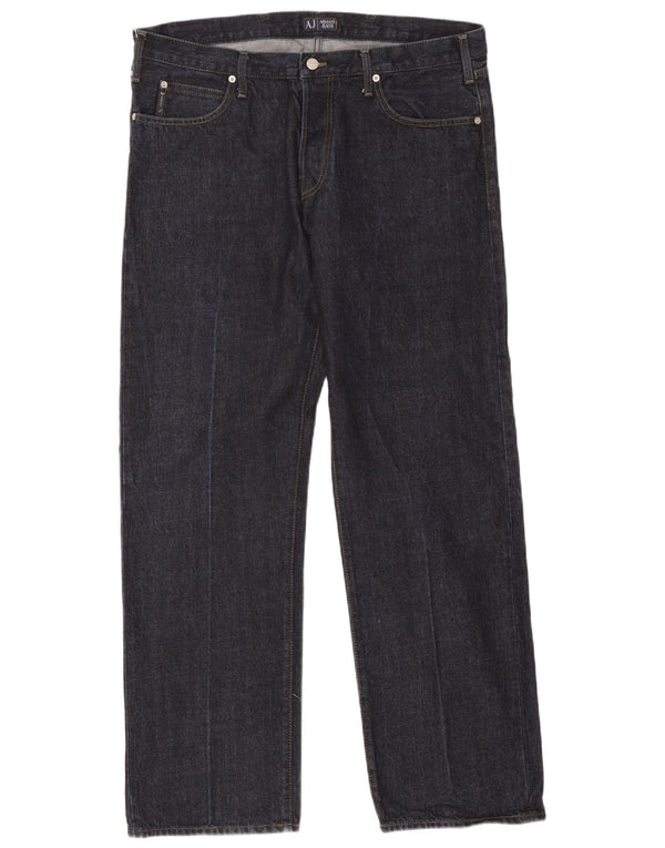 Jeans dritti da uomo Armani W40 L32 in cotone blu navy