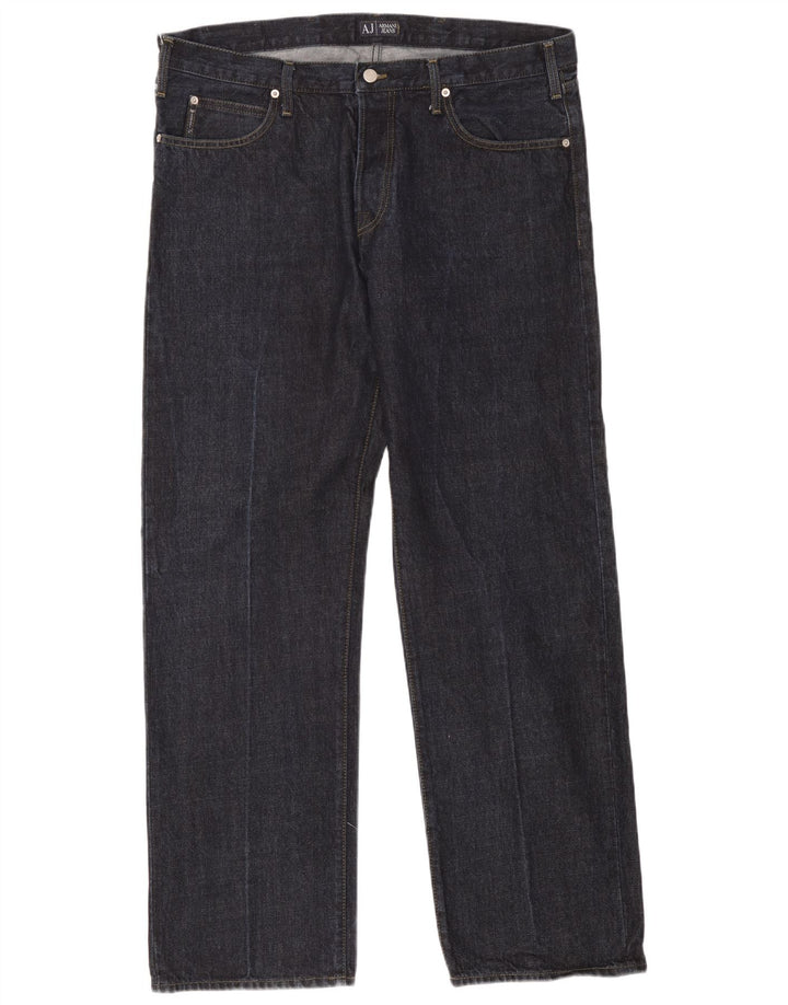 Armani Mens Straight Jeans W40 L32 Navy Blue Cotton