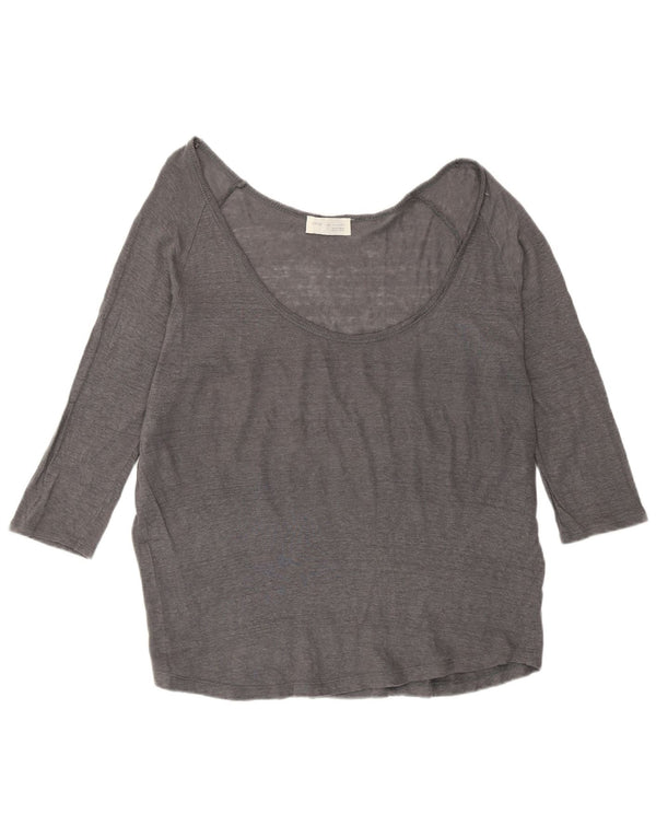 Zara Womens Top 3/4 Sleeve UK 16 Large Grey