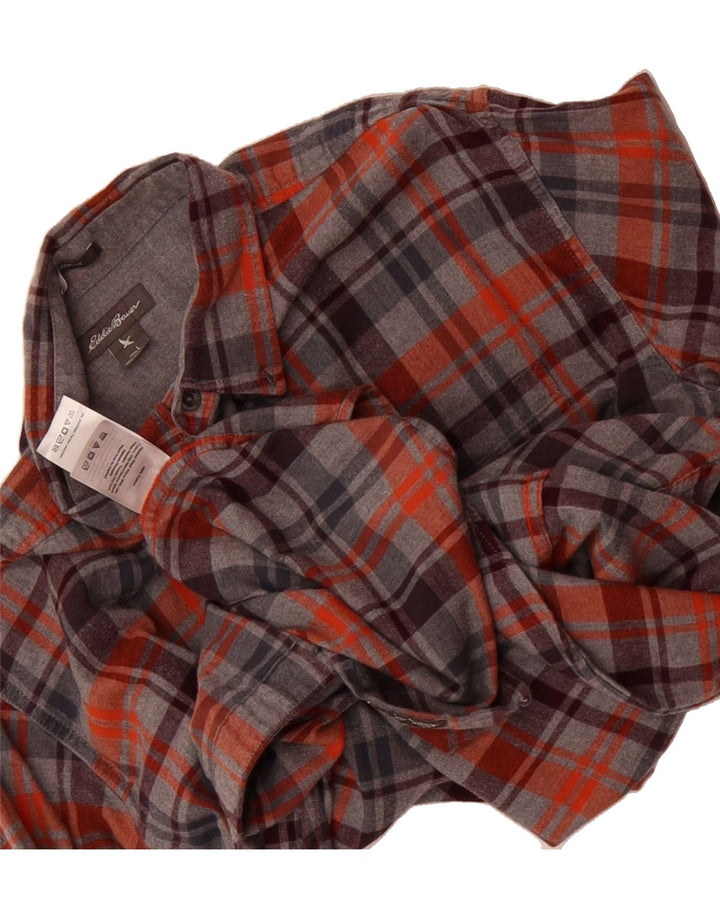 EDDIE BAUER Mens Classic Fit Flannel Shirt Large Grey Check Cotton Vintage Eddie Bauer and Second-Hand Eddie Bauer from Messina Hembry 
