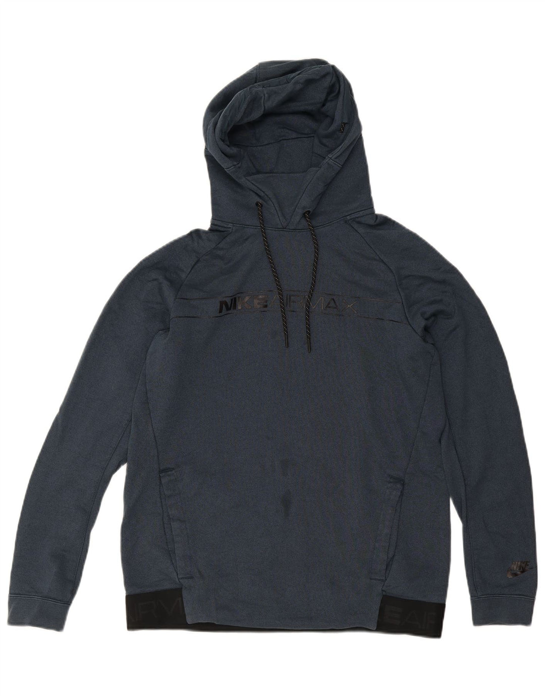 NIKE Mens Graphic Hoodie Jumper Medium Navy Blue Cotton