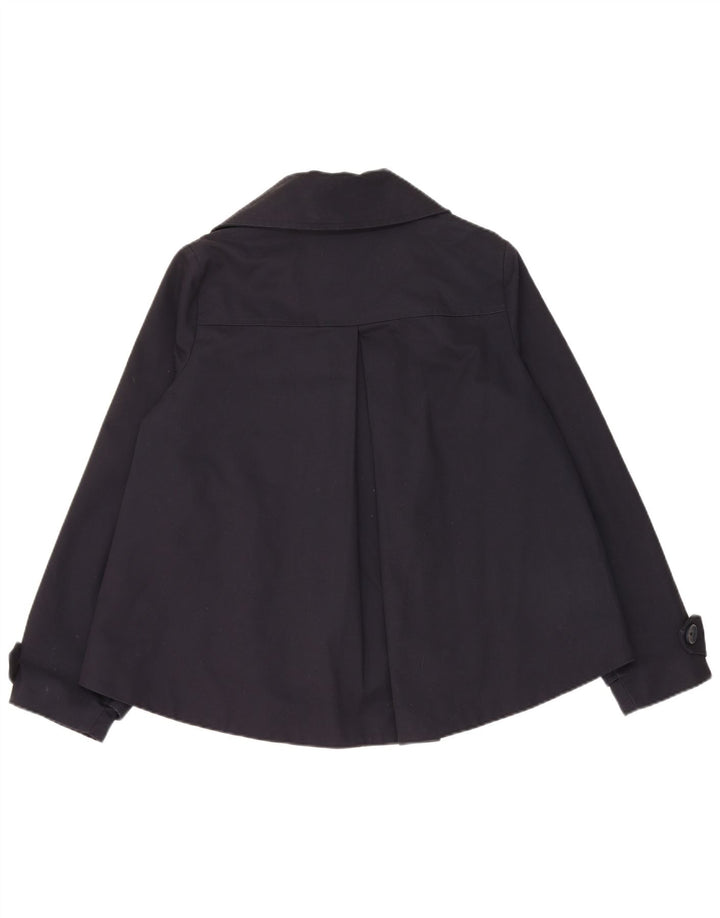 Les Copains Womens Oversized Pea Coat UK 10 Small Navy Blue Cotton