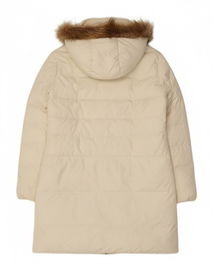 Diadora Womens Hooded Padded Coat UK 14 Medium Off White Polyester