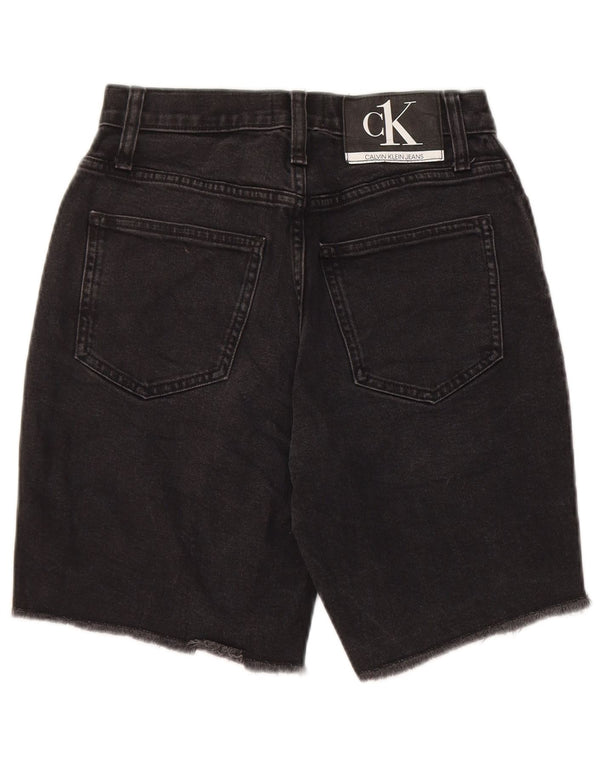 Calvin Klein Damen Mom Denim-Shorts mit hoher Taille, W25, XS, Schwarz