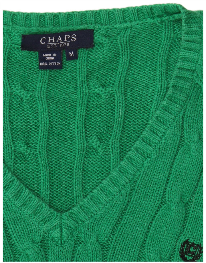 Chaps Damen-Pullover mit V-Ausschnitt, UK 12, mittelgrün, Baumwolle