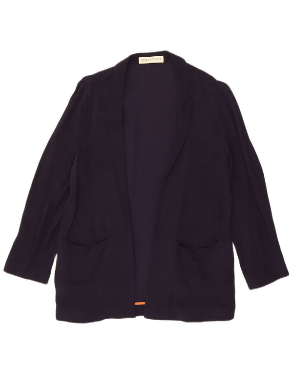 Giacca blazer aperta da donna WHISTLES UK 12 viscosa media blu navy
