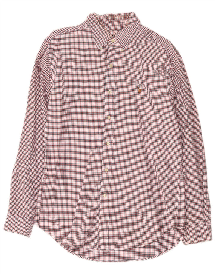 Ralph Lauren Mens Classic Fit Flannel Shirt Medium Red Gingham Cotton