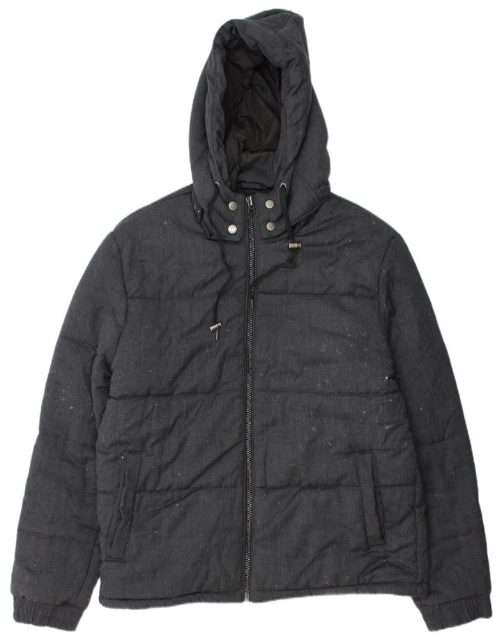 Giacca imbottita con cappuccio da uomo French Connection UK 42 XL Lana nera