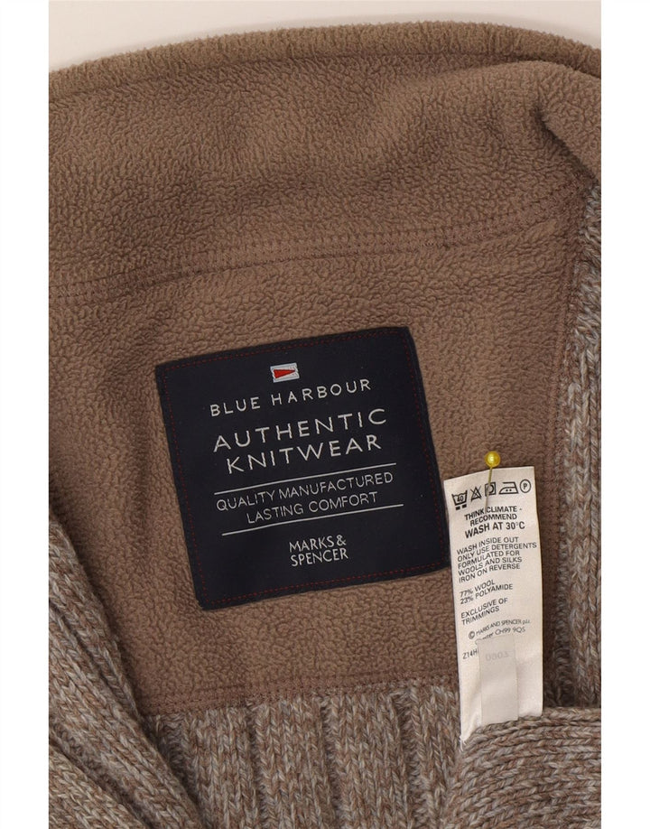 Marks & Spencer Mens Cardigan Sweater Large Brown Flecked Wool