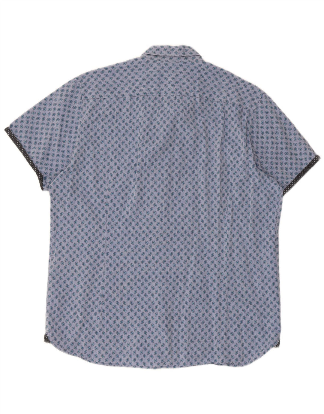 Ted Baker Mens Short Sleeve Shirt Size 5 XL Blue Spotted Cotton