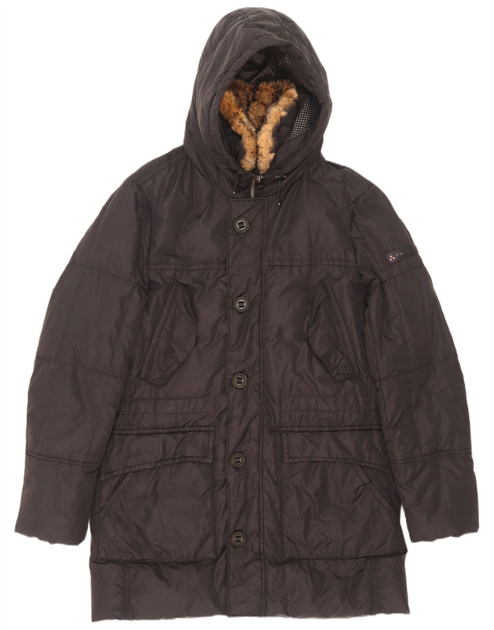 PEUTEREY Mens Hooded Padded Coat UK 40 Large Black Polyester