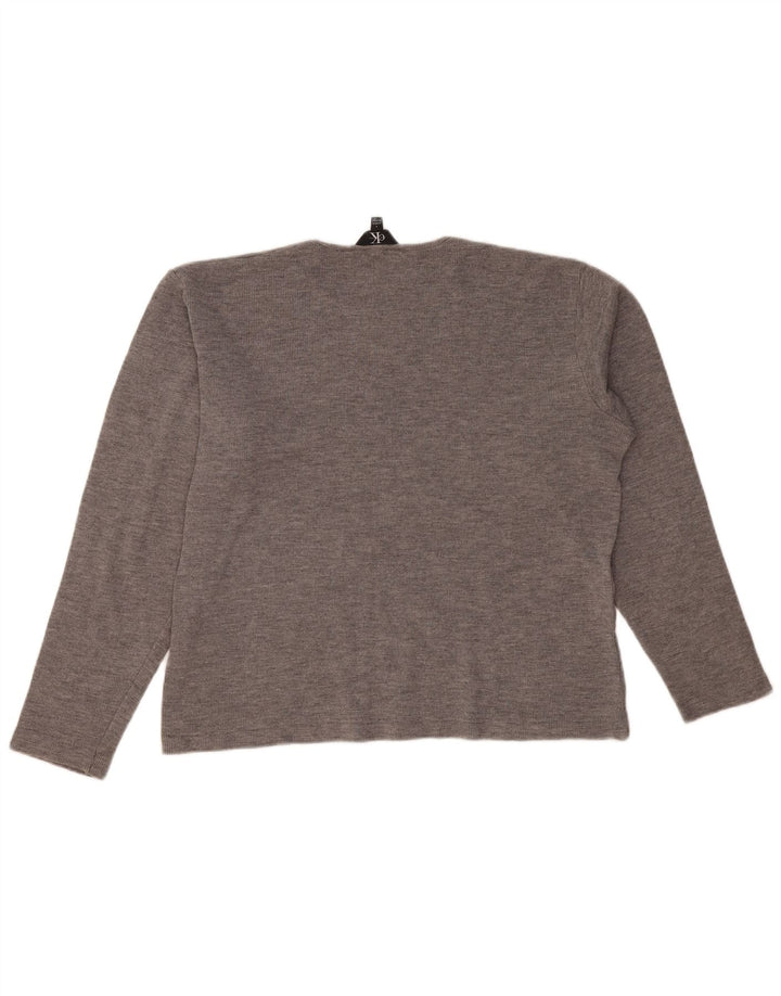 CALVIN KLEIN Womens Oversized Top Long Sleeve UK 16 Large Grey