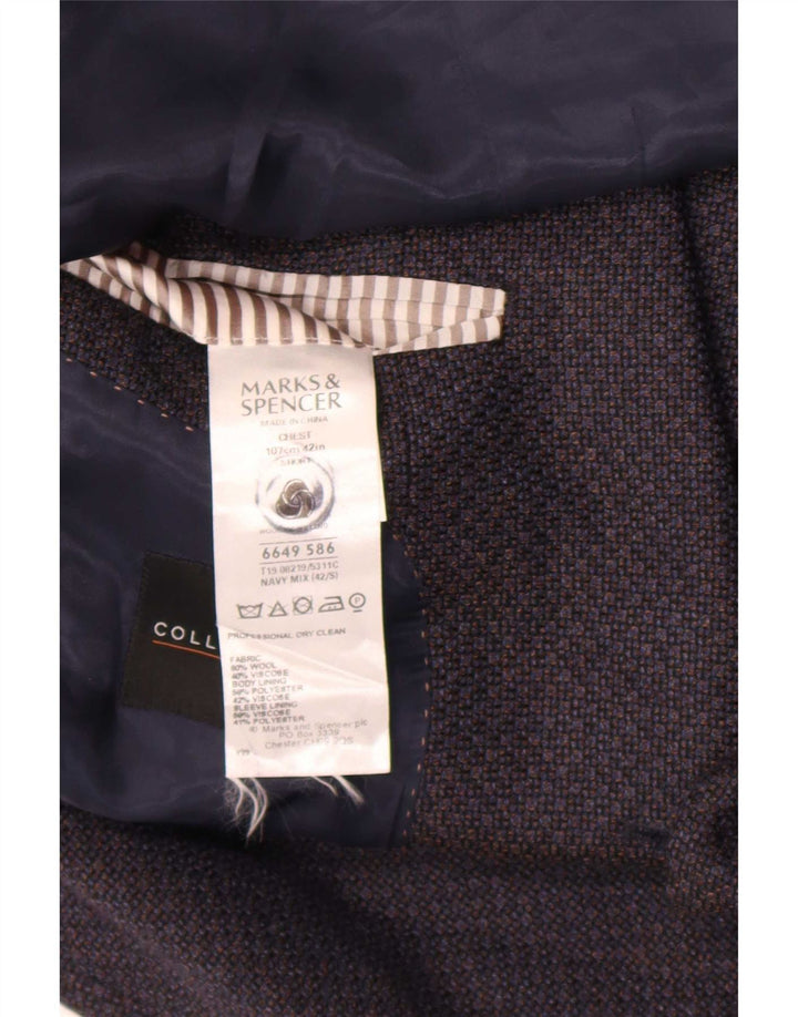 Marks & Spencer Herren-Blazer mit 2 Knöpfen, Gr. 42, groß, marineblau, geometrisch