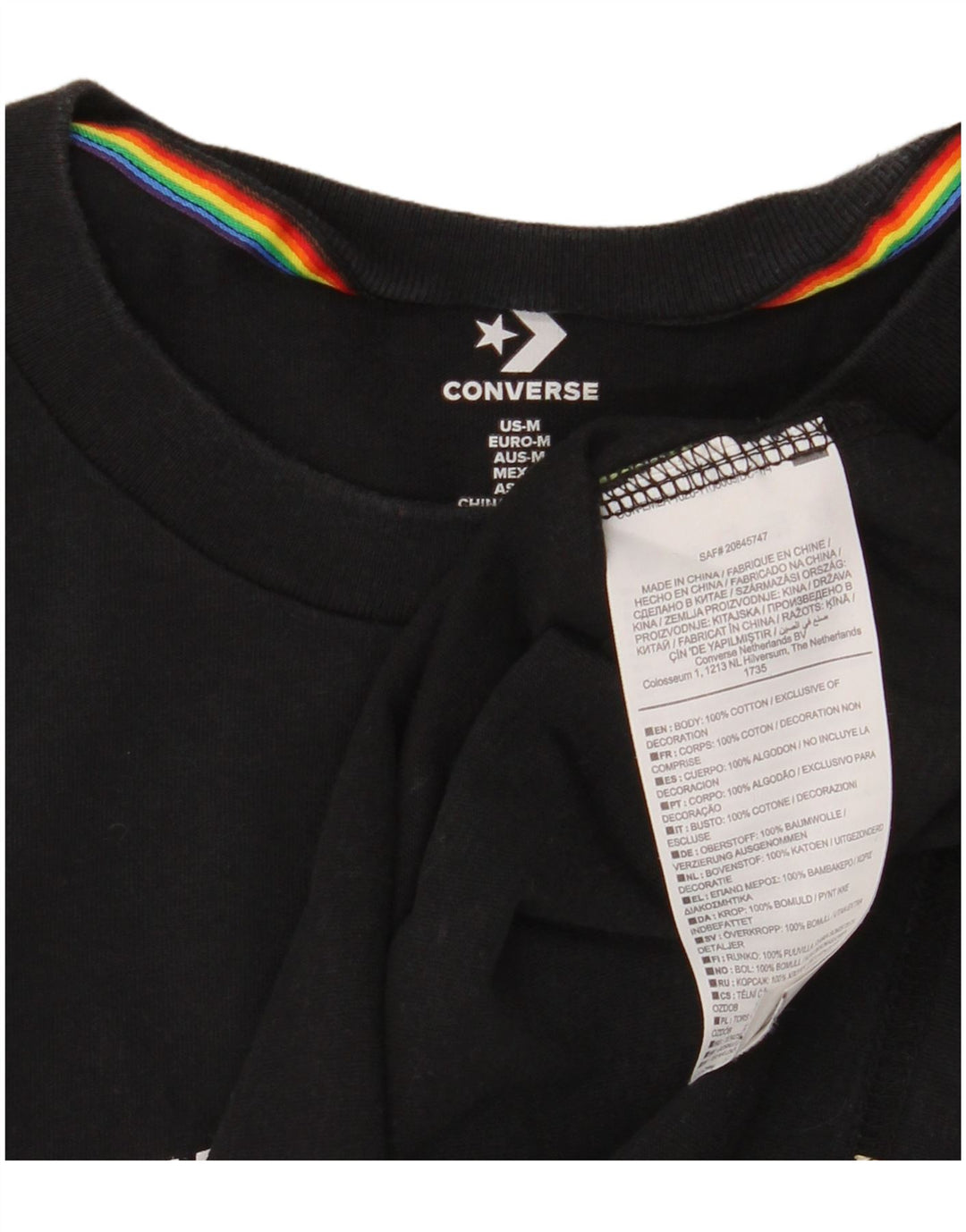 Converse T-Shirt Graphique Homme Noir Moyen Coton