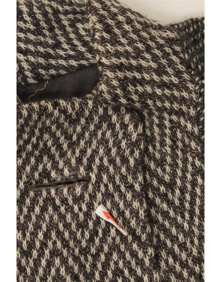 Cappotto vintage da donna UK 16 grande grigio a spina di pesce