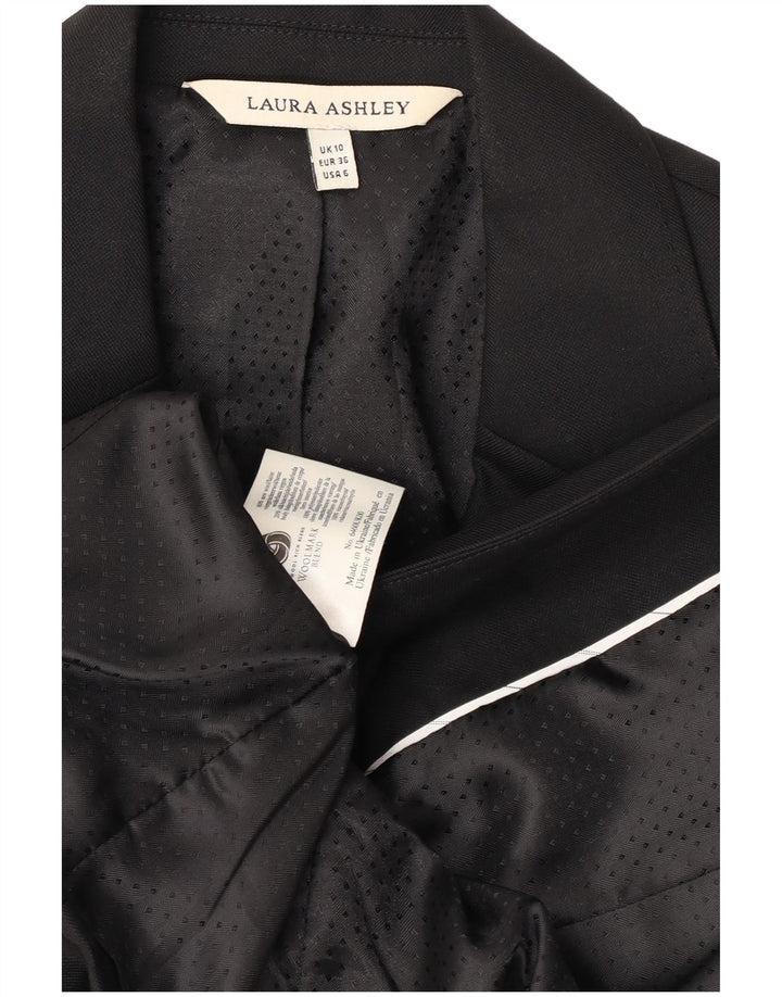 Laura Ashley Dame 1 Knap Blazer Jakke UK 10 Lille Sort Uld