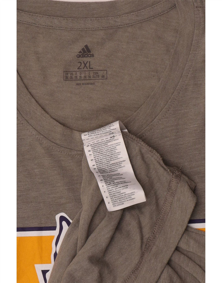Adidas Mens Washington Huskies Graphic T-Shirt Top 2XL Grey Polyester