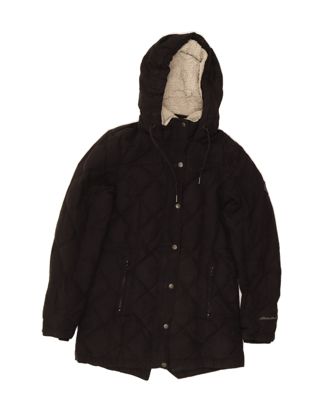 EDDIE BAUER Womens Hooded Padded Jacket UK 6 XS Black Cotton Vintage Eddie Bauer and Second-Hand Eddie Bauer from Messina Hembry 