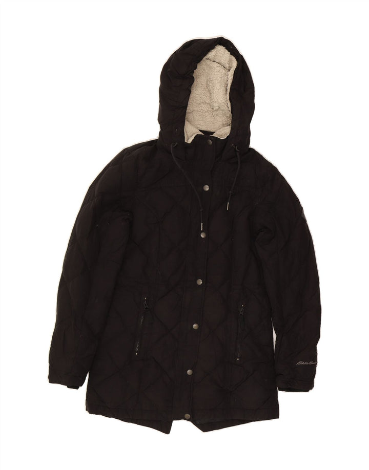 EDDIE BAUER Womens Hooded Padded Jacket UK 6 XS Black Cotton Vintage Eddie Bauer and Second-Hand Eddie Bauer from Messina Hembry 