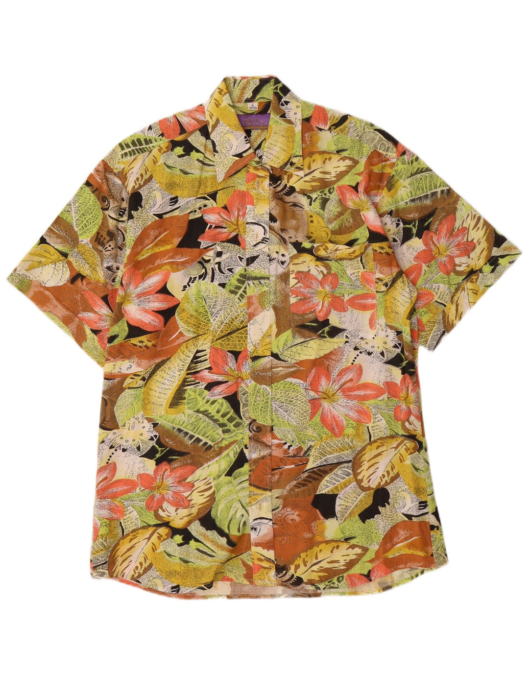 VINTAGE Mens Short Sleeve Shirt Small Multicoloured Floral