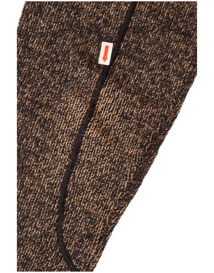 TRUSSARDI Mens Zip Neck Jumper Sweater Medium Brown Flecked Acrylic