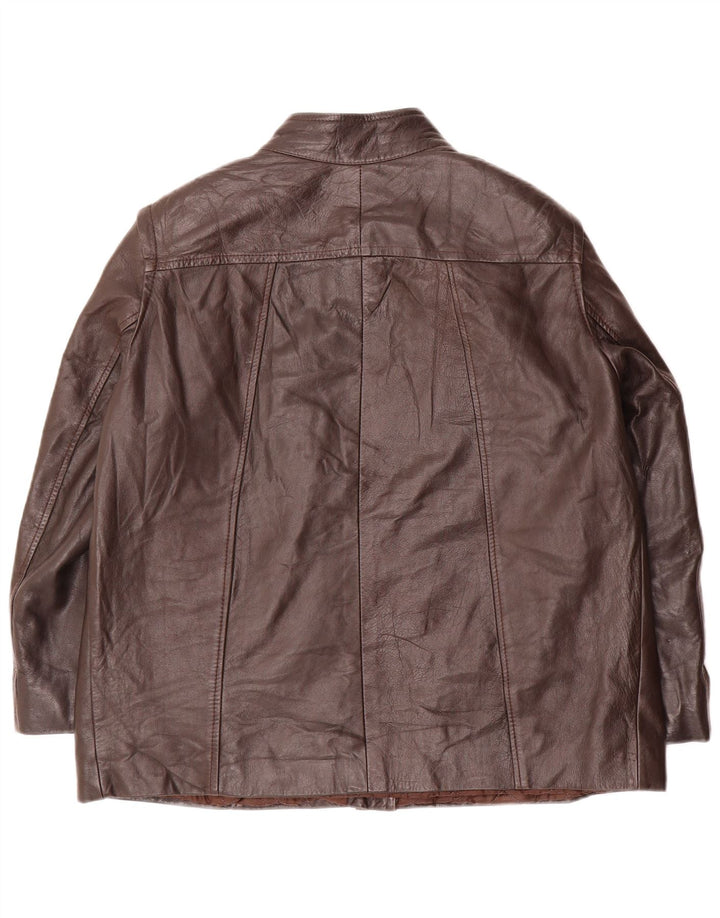 Vintage Womens Leather Jacket UK 18 XL Brown Leather