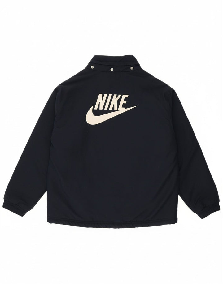 NIKE Boys Graphic Windbreaker Jacket 8-9 Years Small Navy Blue Polyester