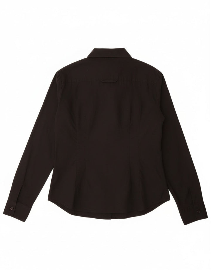 Sisley Womens Shirt UK 14 Large Black Cotton