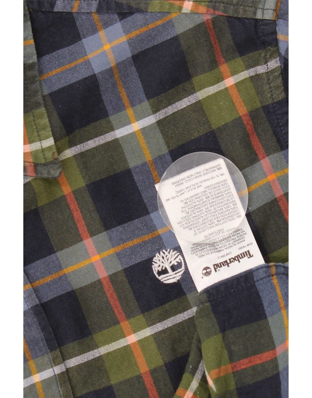 Timberland Mens Short Sleeve Shirt Medium Navy Blue Check Cotton