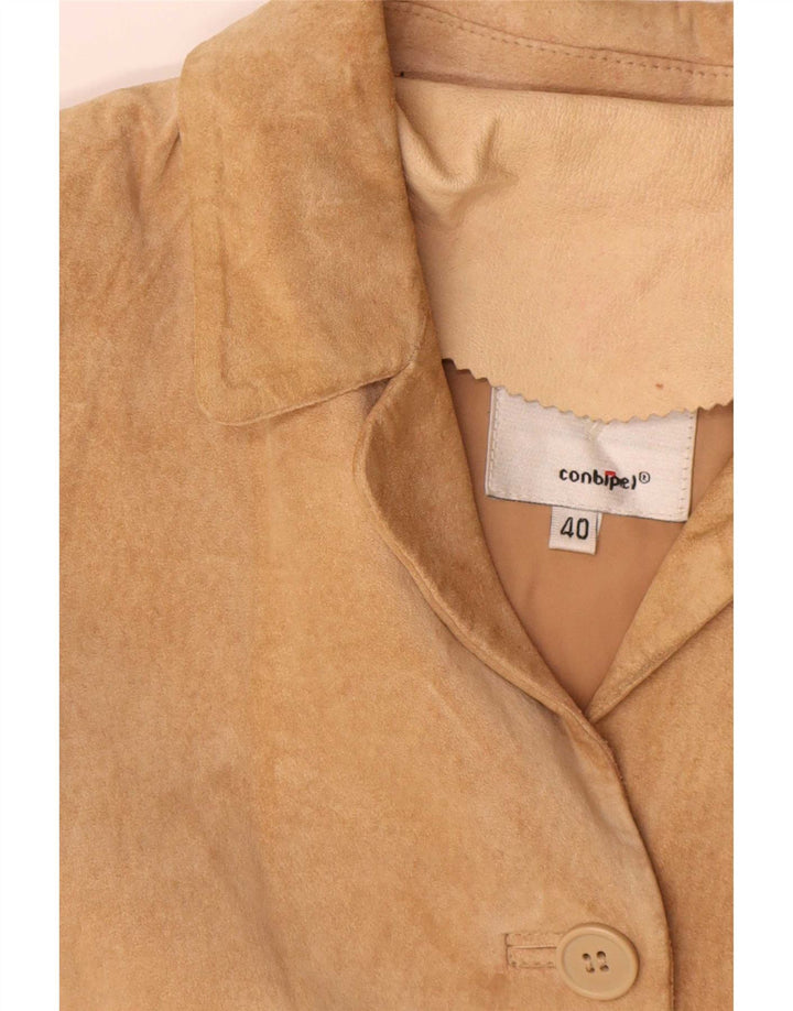 Conbipel Womens Oversized 4 Button Suede Blazer Jacket IT 40 Small Beige