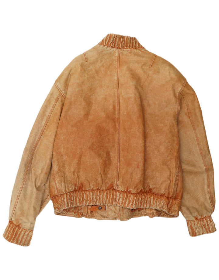 Pollini Mens Leather Jacket UK 44 2XL Beige